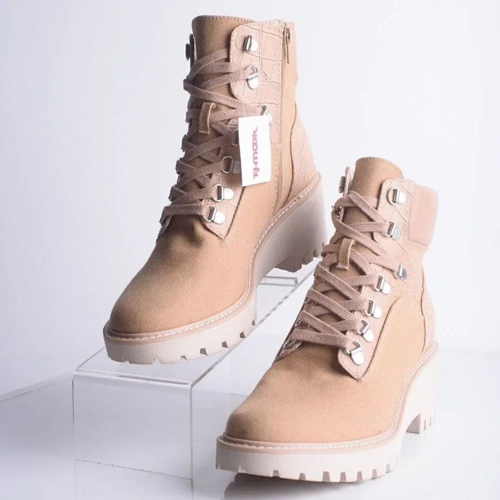 Dolce Vita Womens Harly Tan Brown Mid Calf Lace Up Combat Boots Sz US 9 NWD